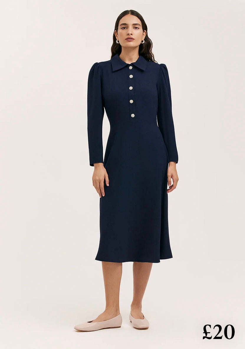 Lucia Navy Midi Tea Dress