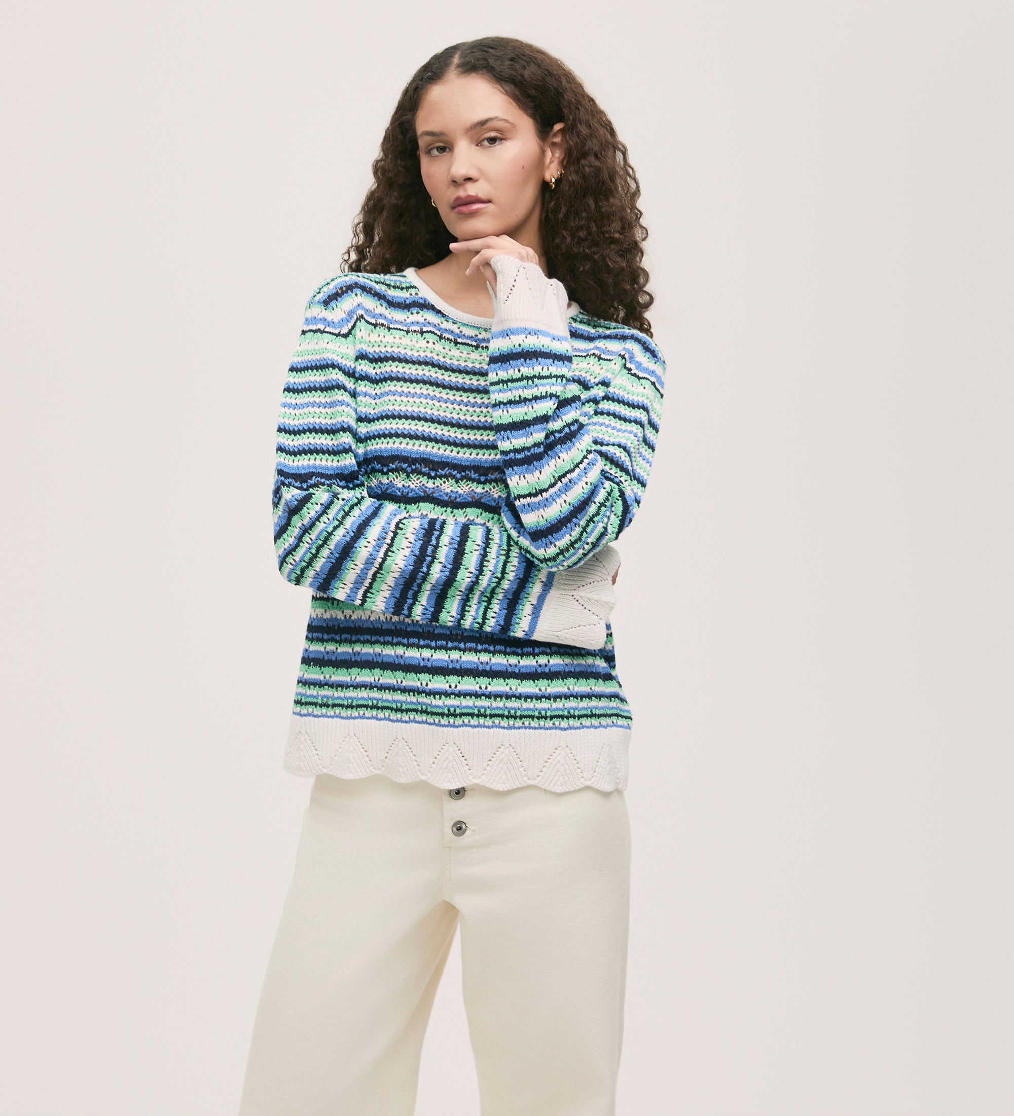 Audrenia Blue Striped Crochet Top – Finery London
