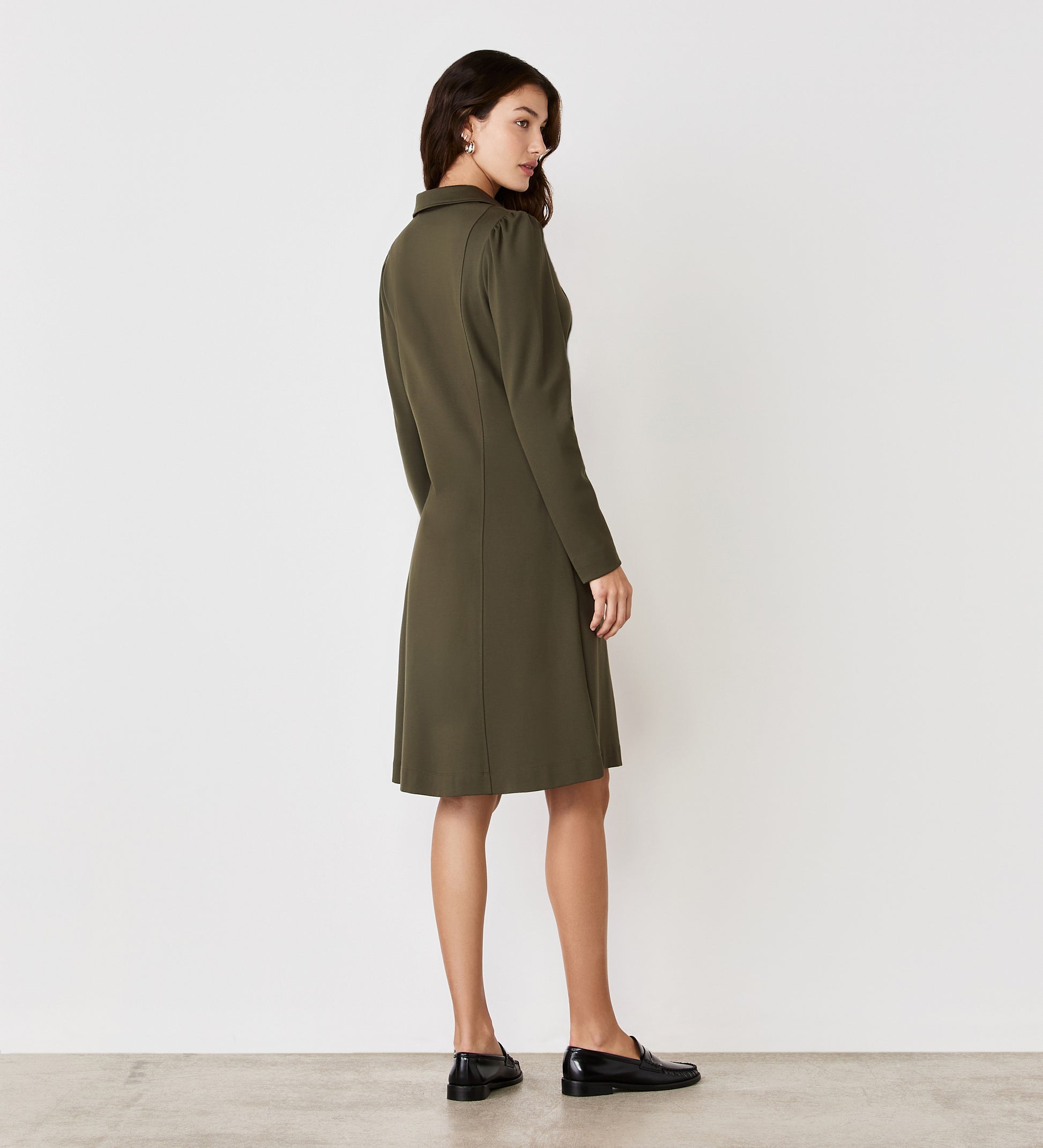 Bethany Khaki Ponte Jersey Knee Length Dress Finery London Bethany Khaki Ponte Jersey Knee Length Dress Finery London