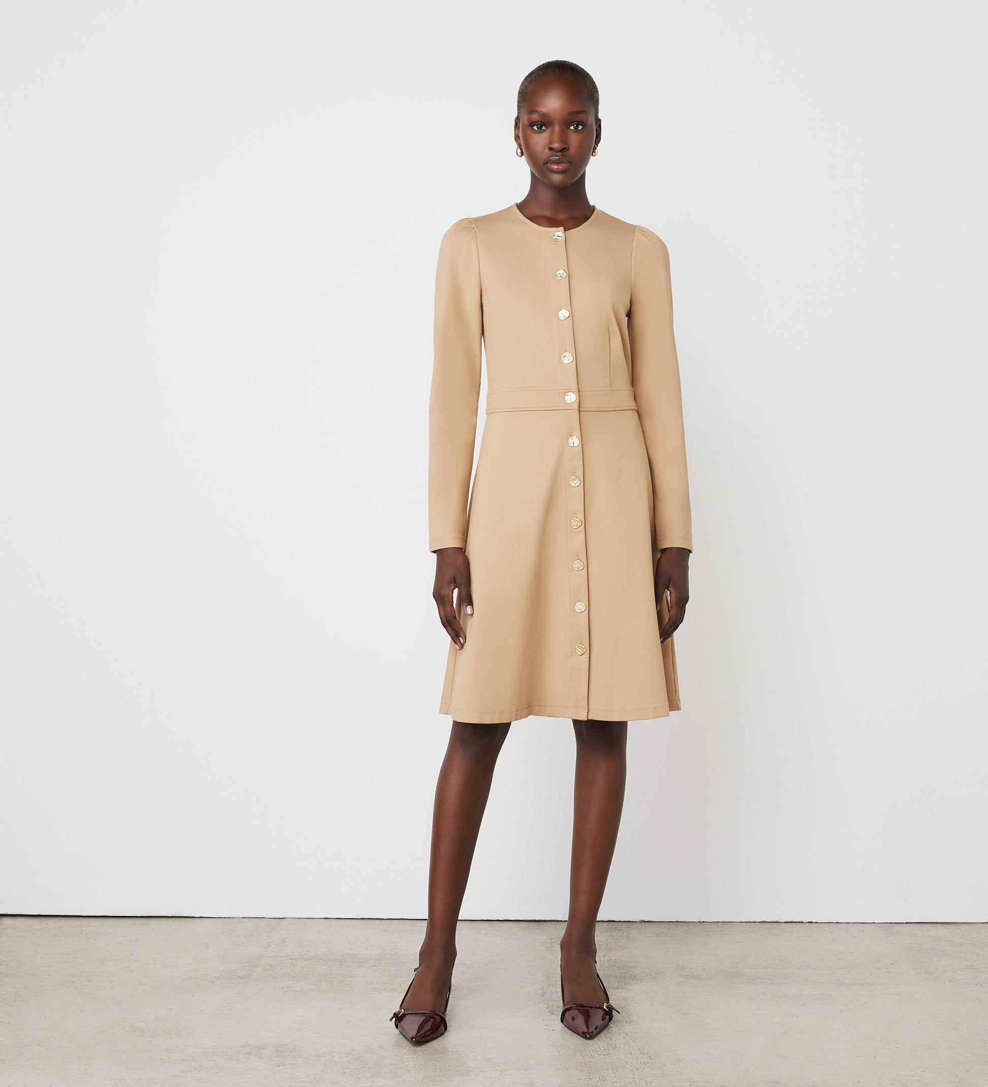 Blake Camel Ponte Jersey Midi Dress – Finery London