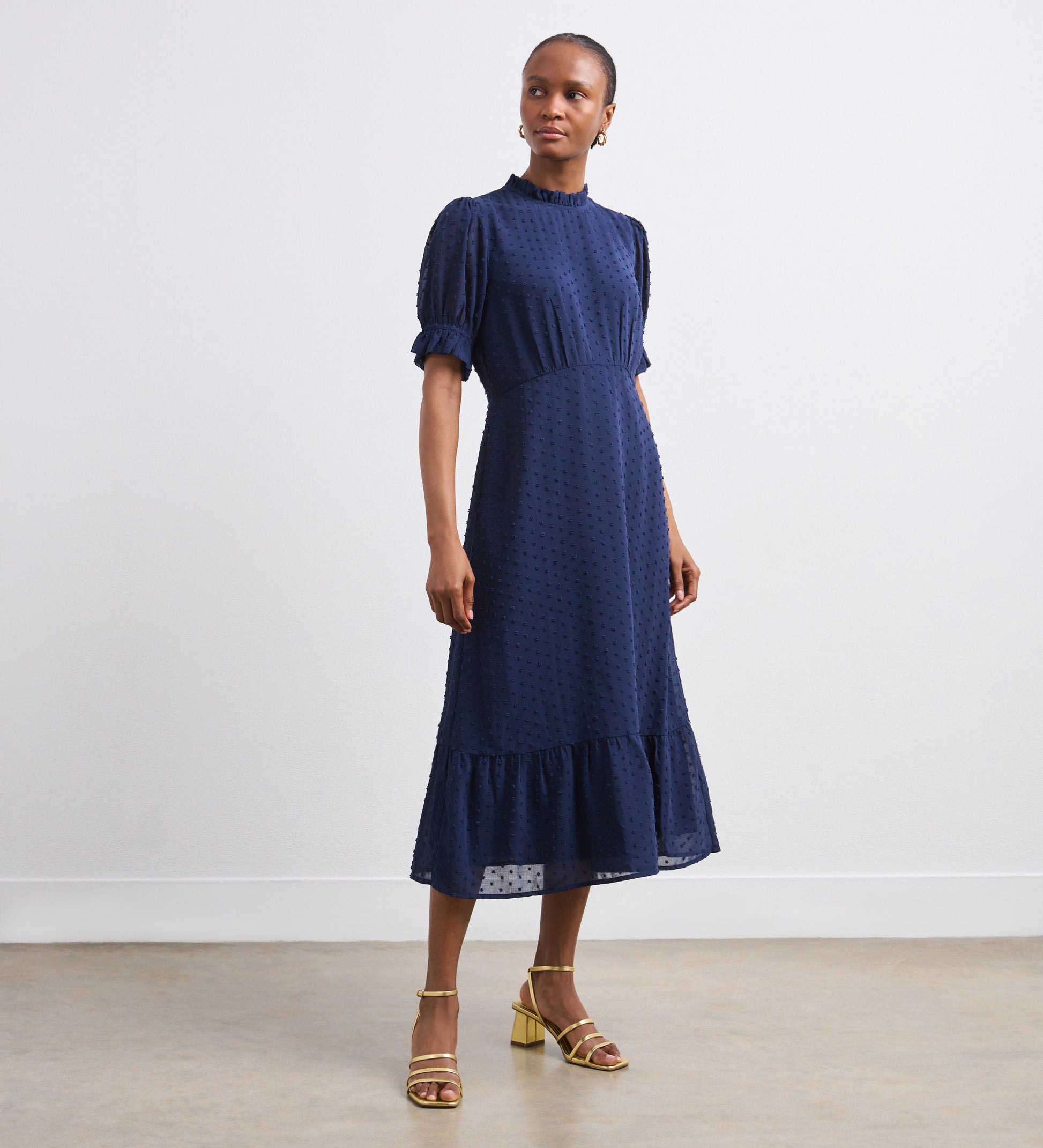 Camille Navy Chiffon Midi Dress - 8 Camille Navy Chiffon Midi Dress - 8