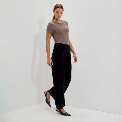 Caryl Black Ponte Jersey Wide Leg Trouser