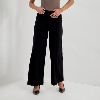 Caryl Black Ponte Jersey Wide Leg Trouser