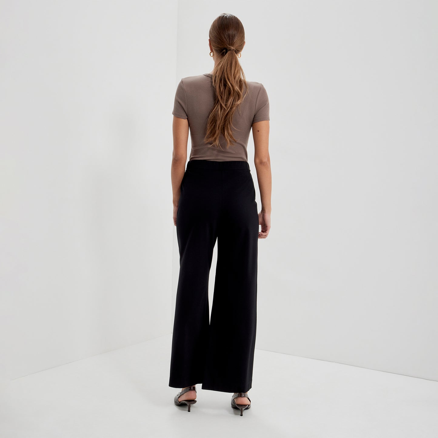 Caryl Black Ponte Jersey Wide Leg Trouser