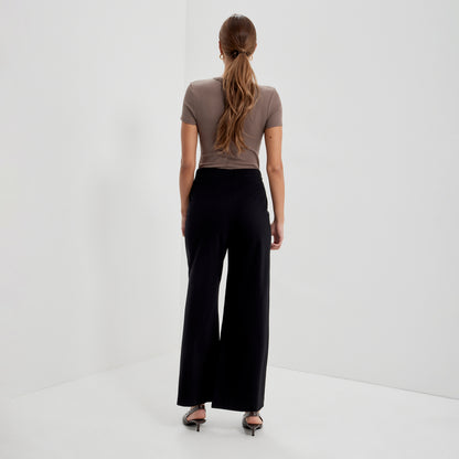 Caryl Black Ponte Jersey Wide Leg Trouser