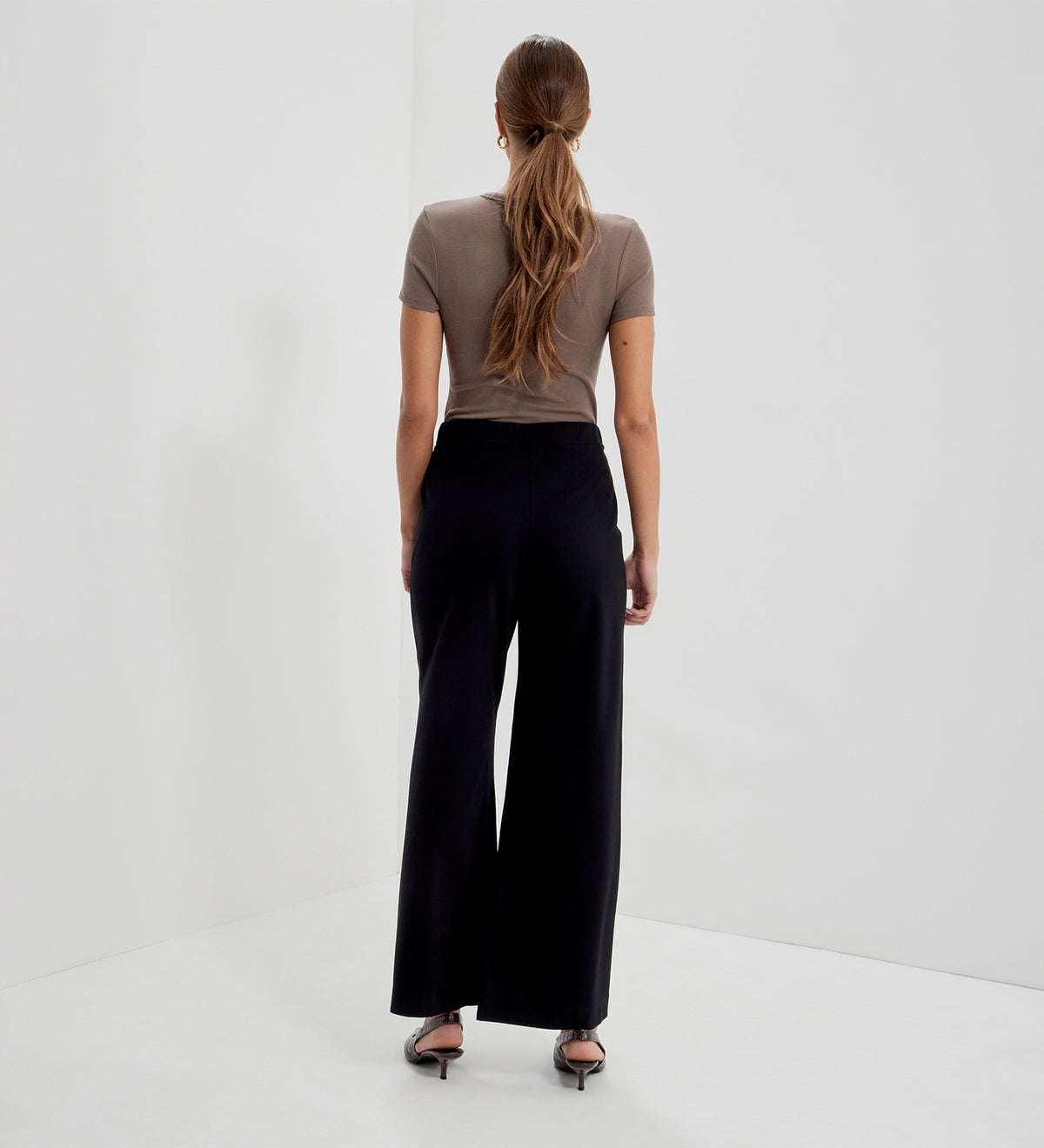 Caryl Black Ponte Jersey Wide Leg Trouser