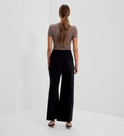 Caryl Black Ponte Jersey Wide Leg Trouser