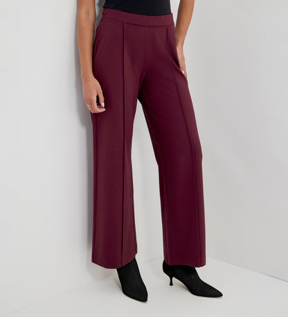 Caryl Burgundy Ponte Jersey Wide Leg Trouser