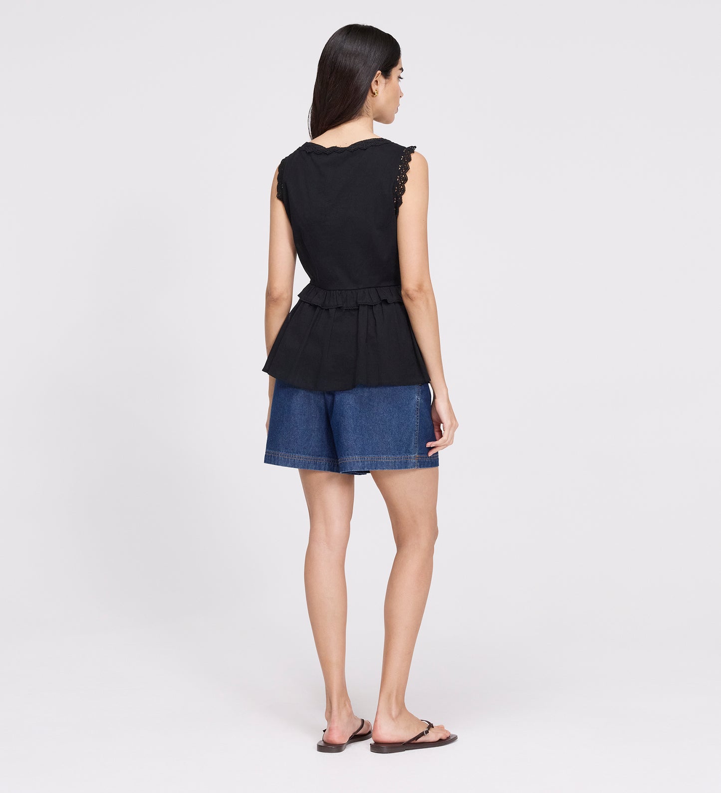Cyma Black Lace Cotton Sleeveless Top