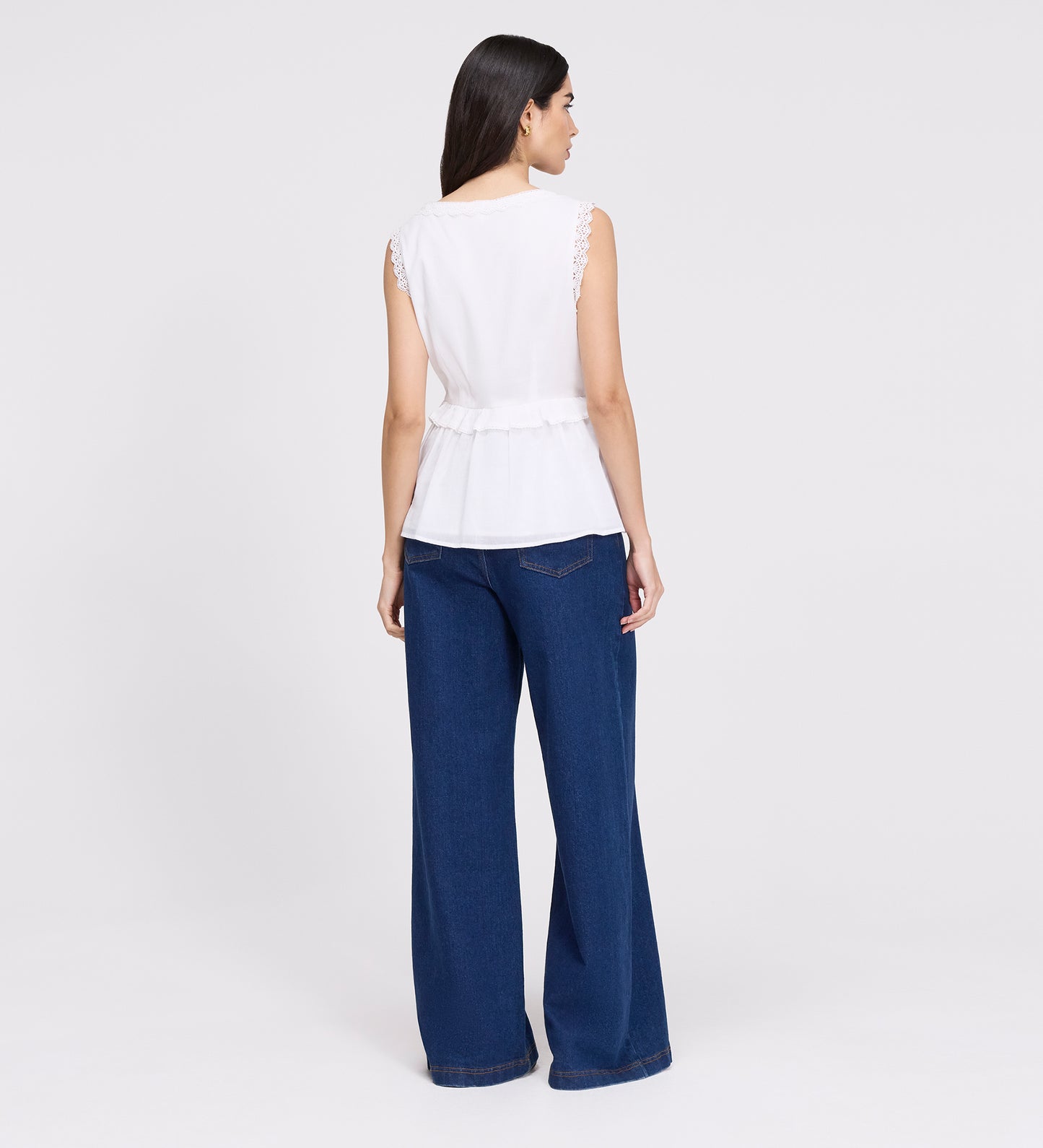 Cyma White Lace Cotton Sleeveless Top
