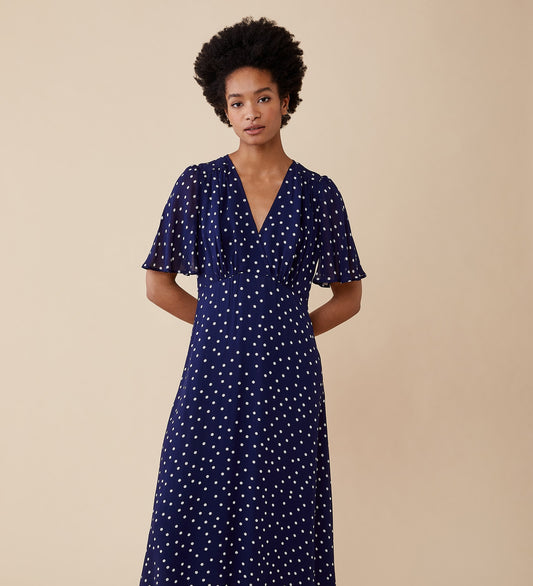Carolina Navy Spot Dress