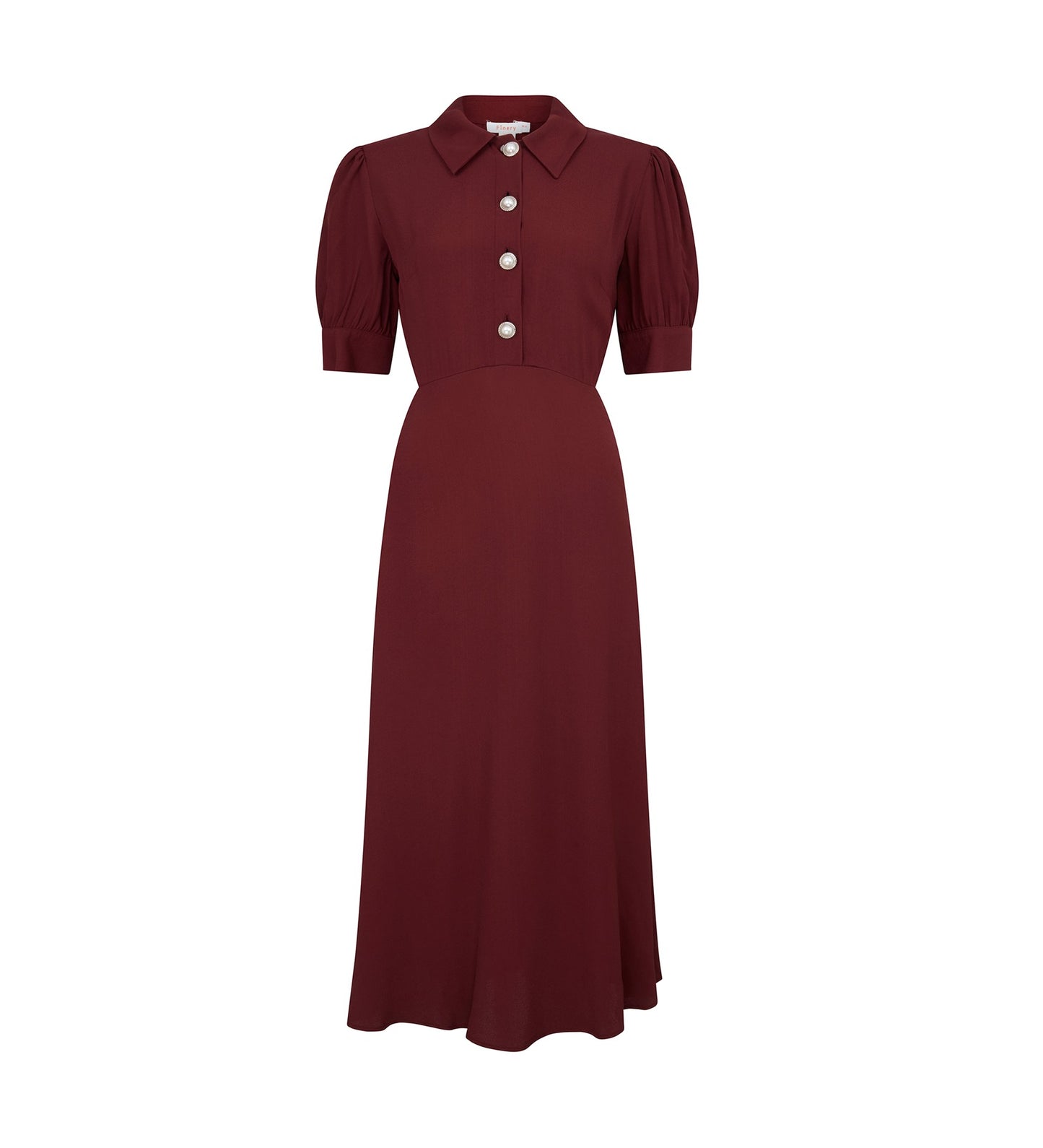 Jaela Burgundy Midi Shirt Dress