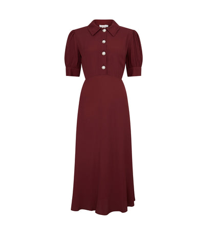 Jaela Burgundy Midi Shirt Dress