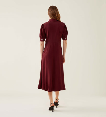 Jaela Burgundy Midi Shirt Dress