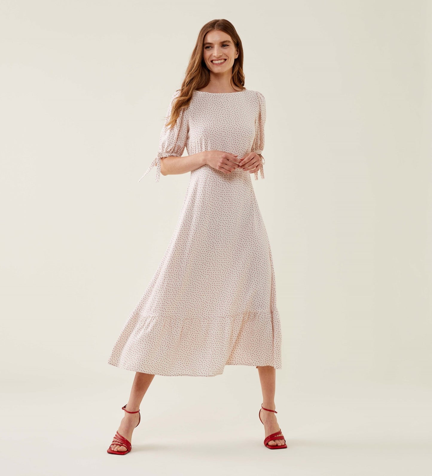 Ruby Ivory Red Spot Midi Dress