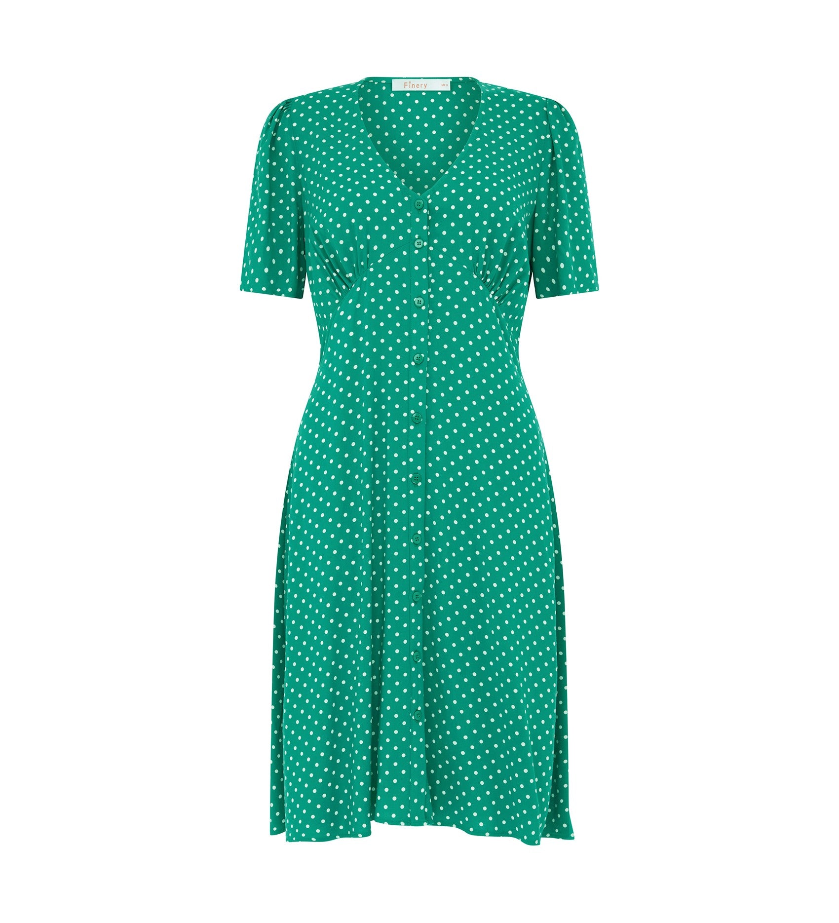 Mala Green Polka Dot Knee Length Dress | Finery London Mala Green Polka Dot Knee Length Dress | Finery London