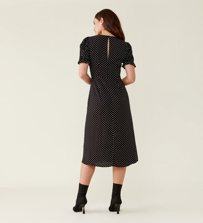 Jaylen Black Spot Midi Dress                     LENZINGâ„¢ ECOVEROâ„¢