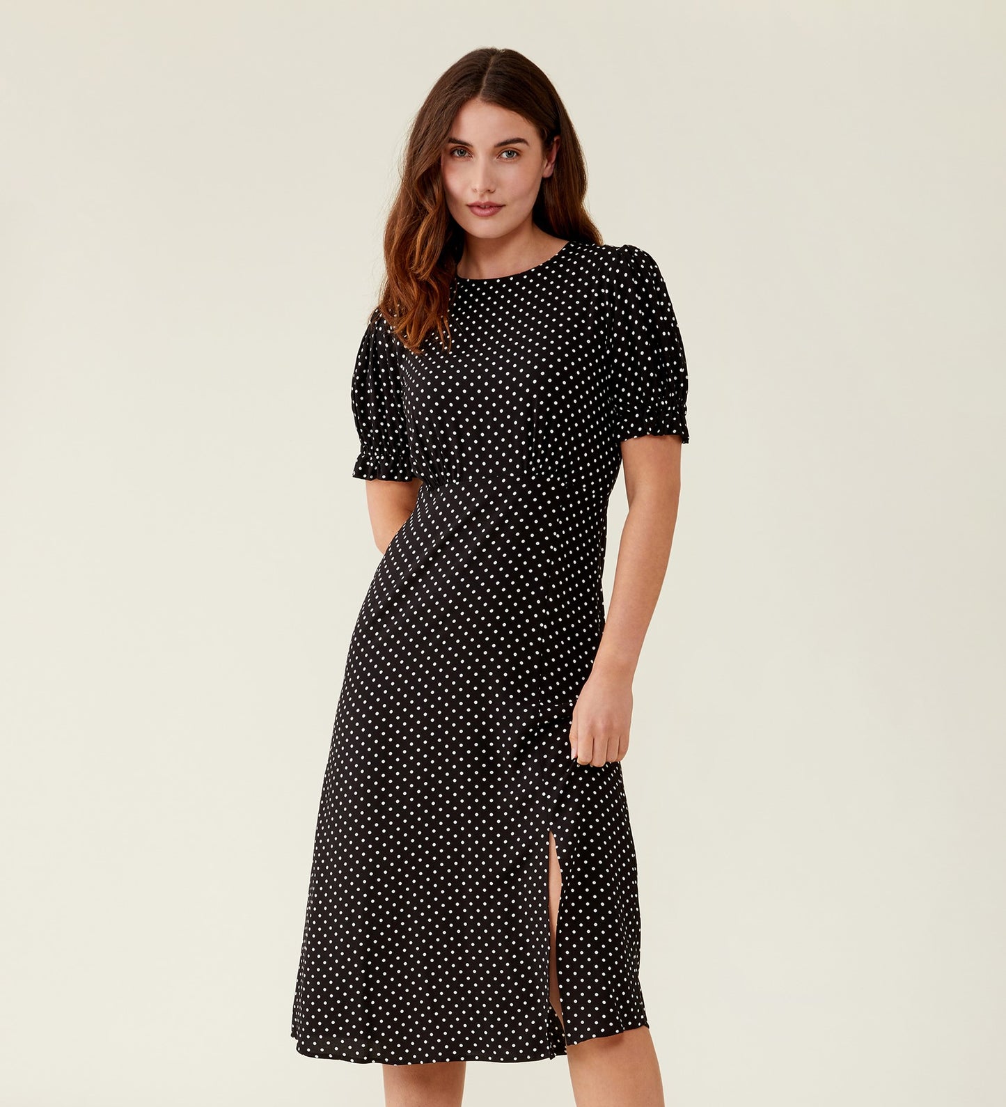 Jaylen Black Spot Midi Dress                     LENZINGâ„¢ ECOVEROâ„¢