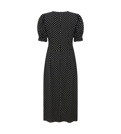 Jaylen Black Spot Midi Dress                     LENZINGâ„¢ ECOVEROâ„¢