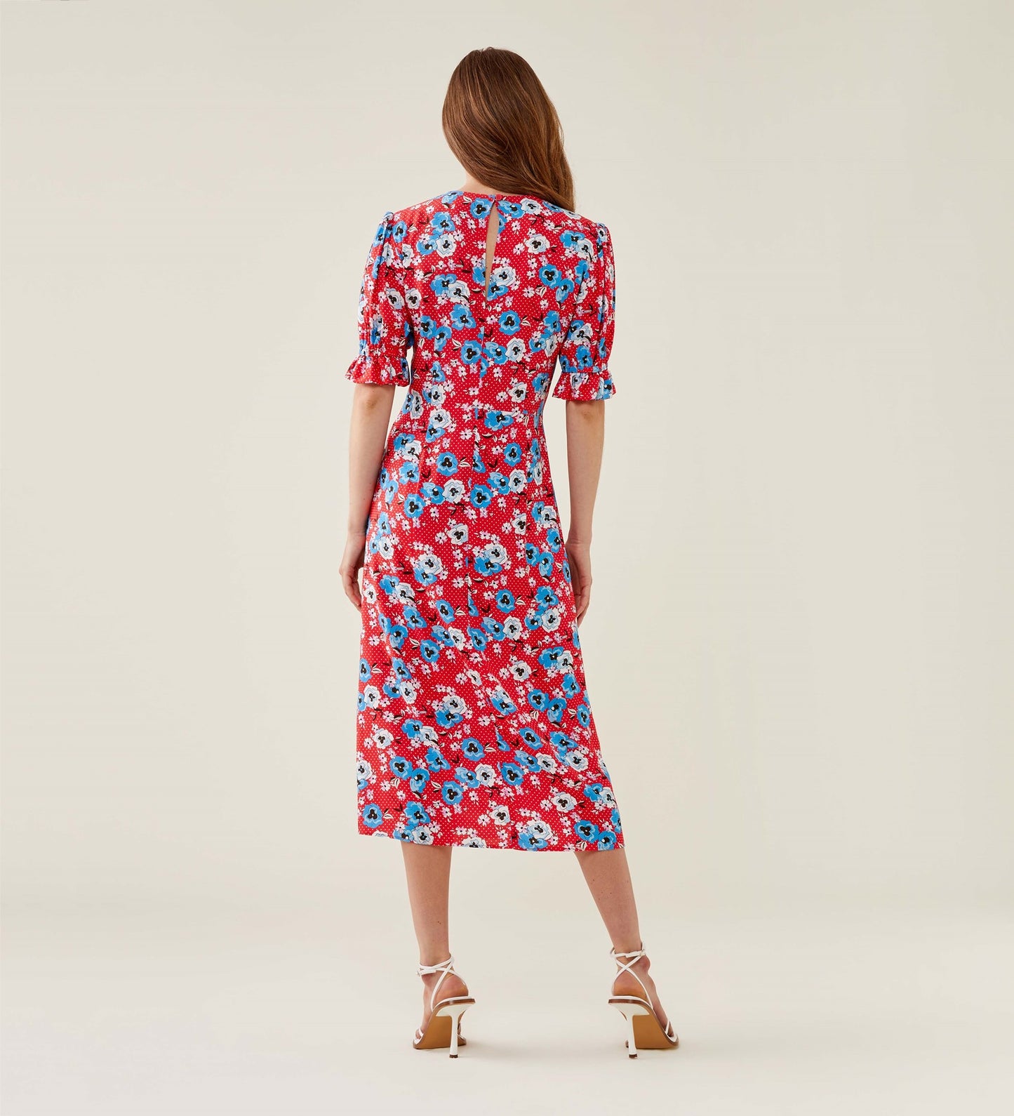 Jaylen Red Pansy Midi Dress