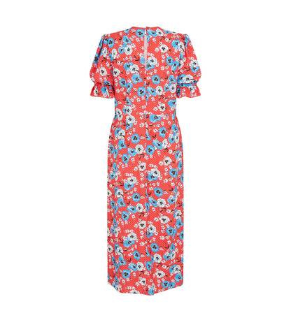 Jaylen Red Pansy Midi Dress