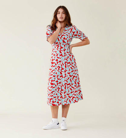 Orion Midi Red Floral Dress