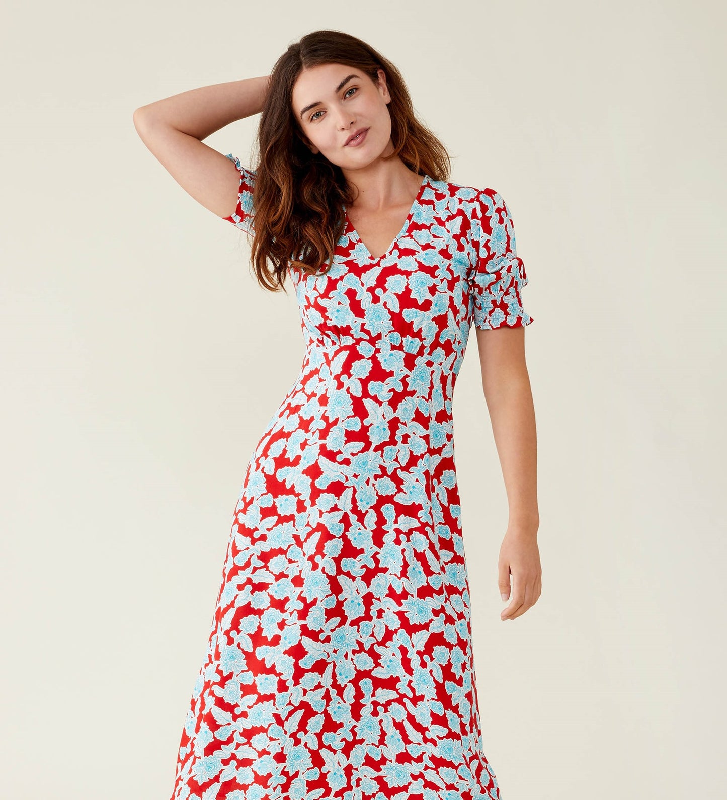 Orion Midi Red Floral Dress