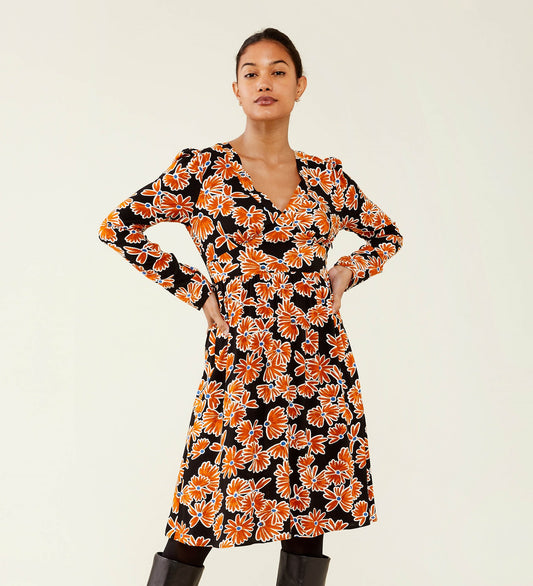 Nia Ochre Daisies Midi Dress                    LENZINGâ„¢ ECOVEROâ„¢