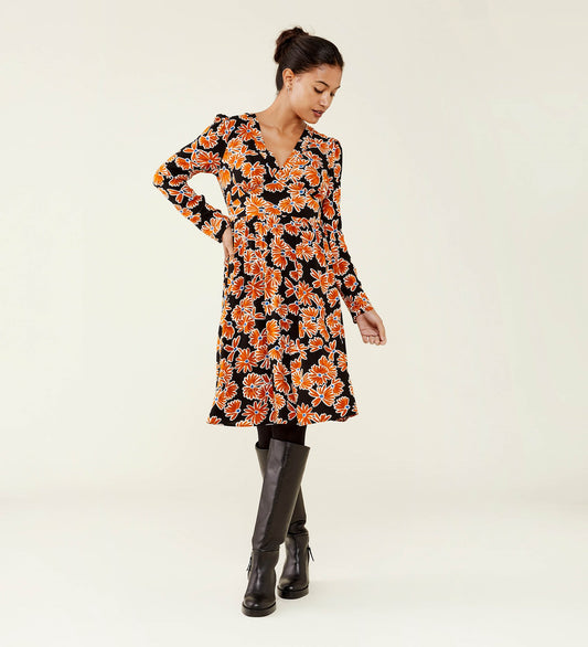 Nia Ochre Daisies Midi Dress