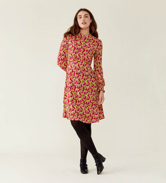 Lyral Maroon Scatter Dress                       LENZINGâ„¢ ECOVEROâ„¢