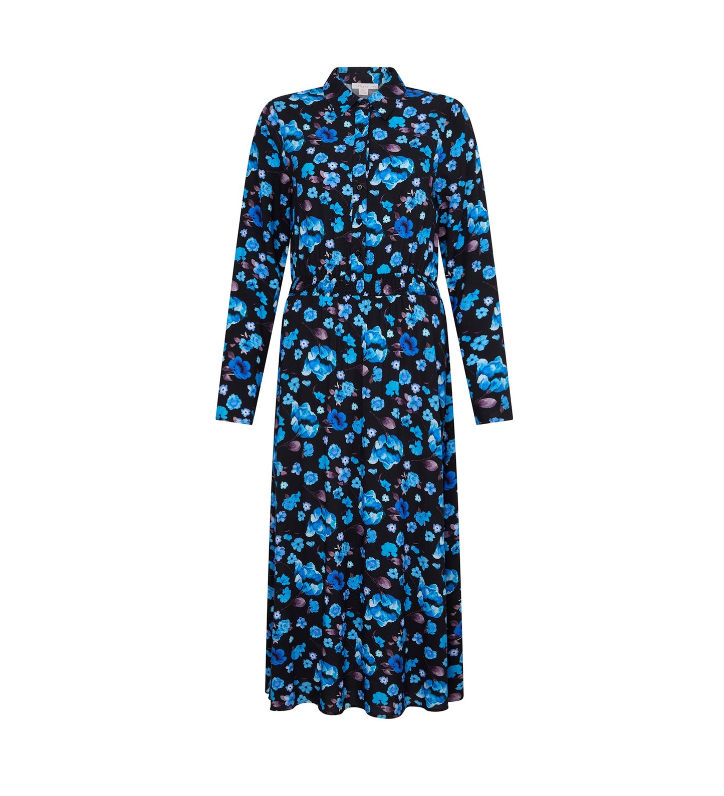 Cassie Blue Floral Midi Dress               LENZINGâ„¢ ECOVEROâ„¢
