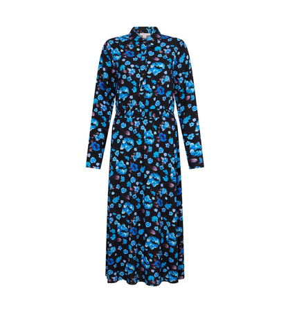 Cassie Blue Floral Midi Dress               LENZINGâ„¢ ECOVEROâ„¢