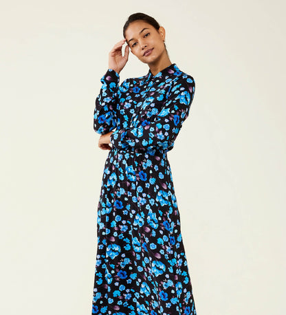 Cassie Blue Floral Midi Dress               LENZINGâ„¢ ECOVEROâ„¢