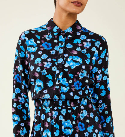 Cassie Blue Floral Midi Dress               LENZINGâ„¢ ECOVEROâ„¢