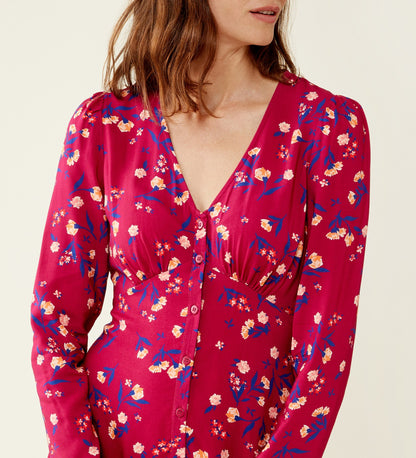 Elizara Pink Floral Midi Dress                      LENZINGâ„¢ ECOVEROâ„¢