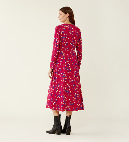 Elizara Pink Floral Midi Dress                      LENZINGâ„¢ ECOVEROâ„¢