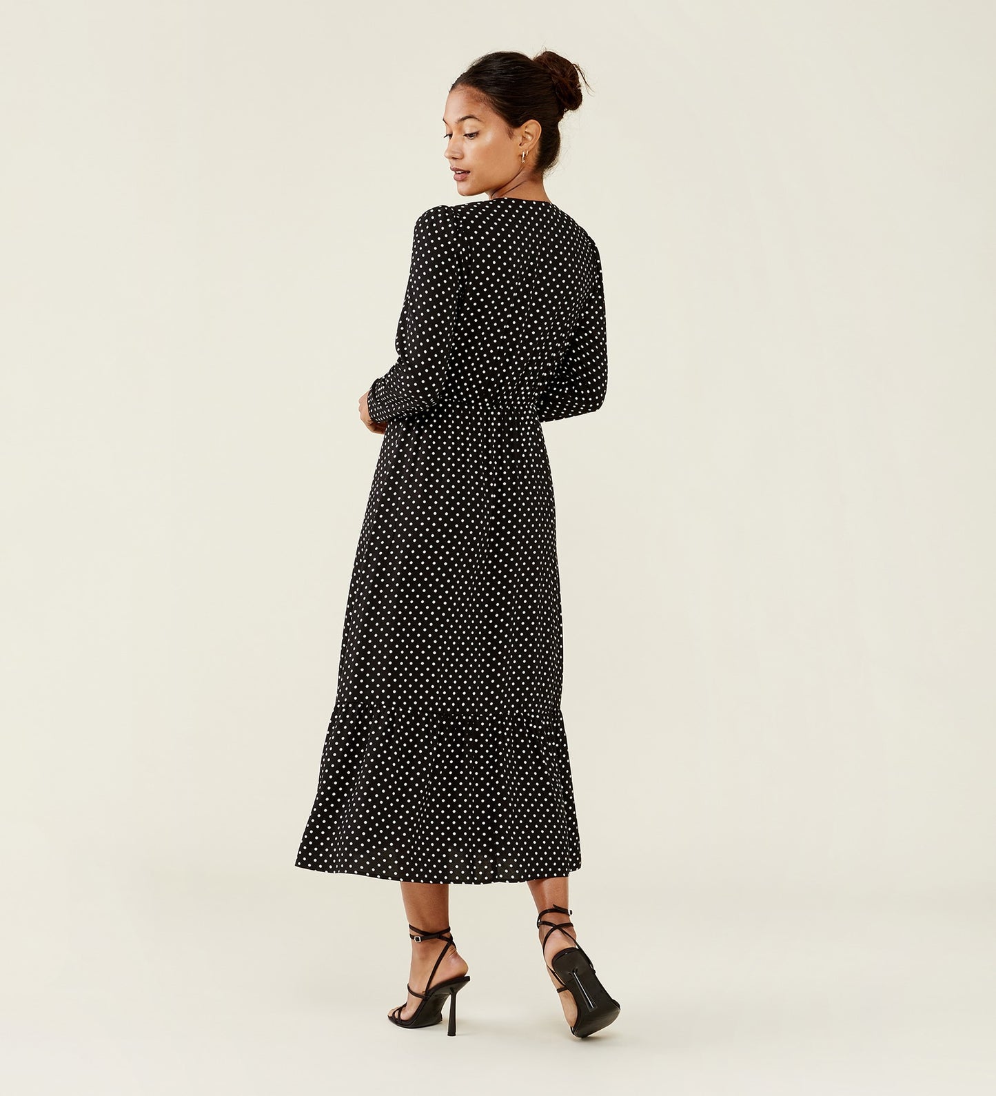 Olesia Black Polka Dot Midi Dress