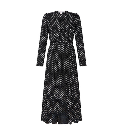 Olesia Black Polka Dot Midi Dress