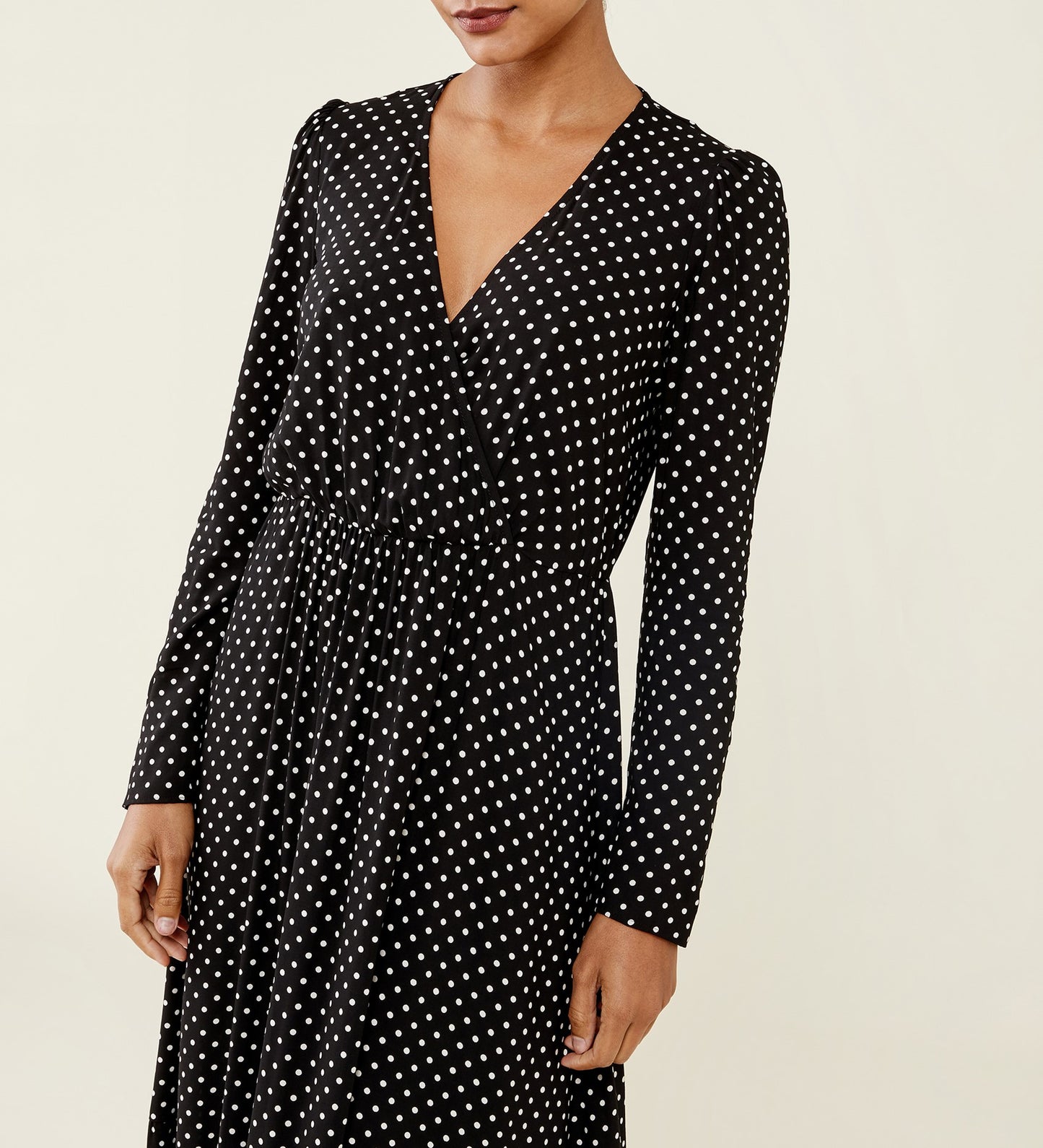 Olesia Black Polka Dot Midi Dress