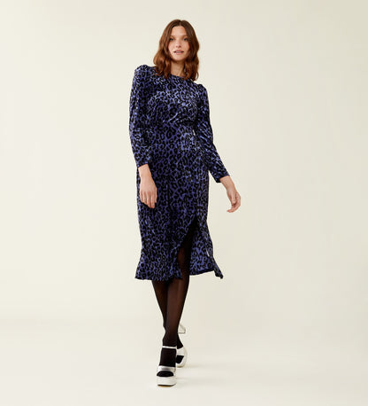 Abel Blue Leopard Velvet Dress