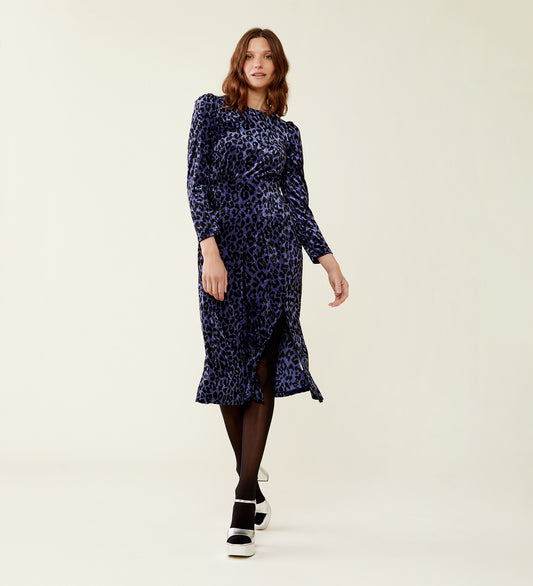 Abel Blue Leopard Velvet Dress