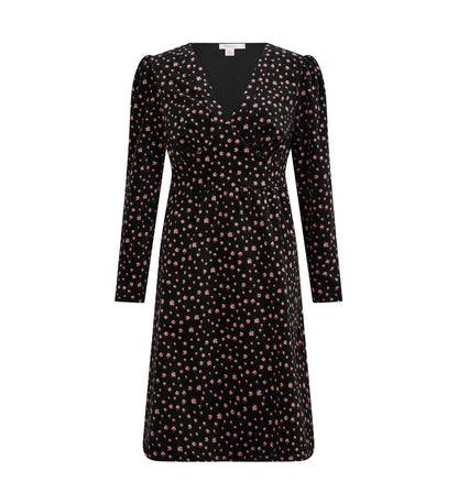 Patty Black Floral Velveteen Dress