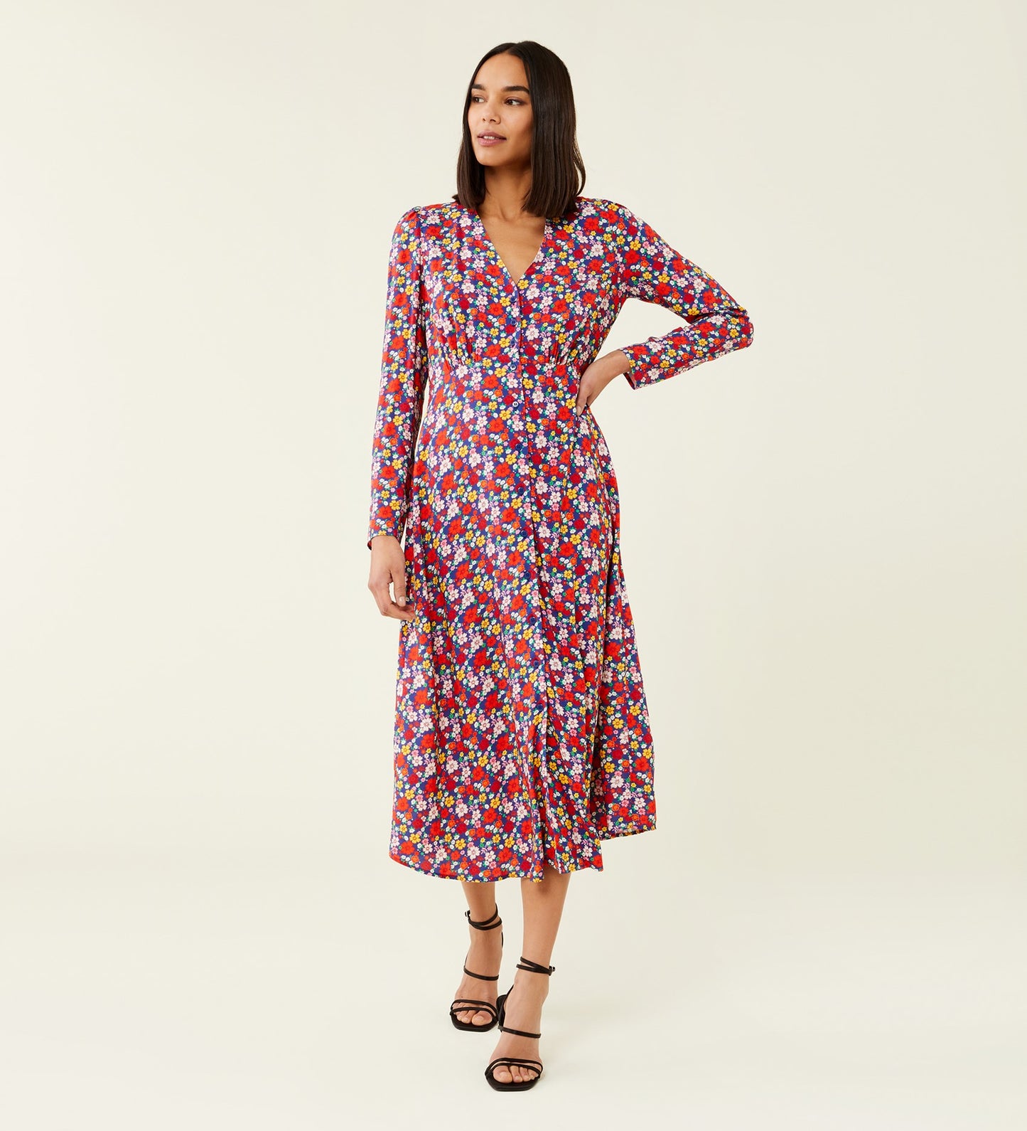 Odele Blue Floral Midi Dress        LENZINGâ„¢ ECOVEROâ„¢