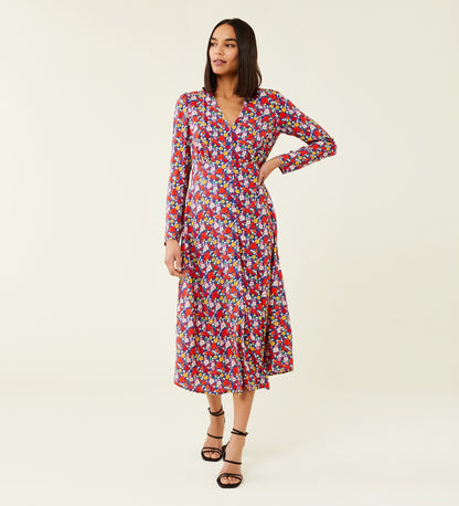 Odele Blue Floral Midi Dress        LENZINGâ„¢ ECOVEROâ„¢
