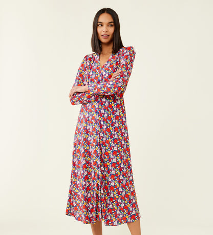 Odele Blue Floral Midi Dress        LENZINGâ„¢ ECOVEROâ„¢