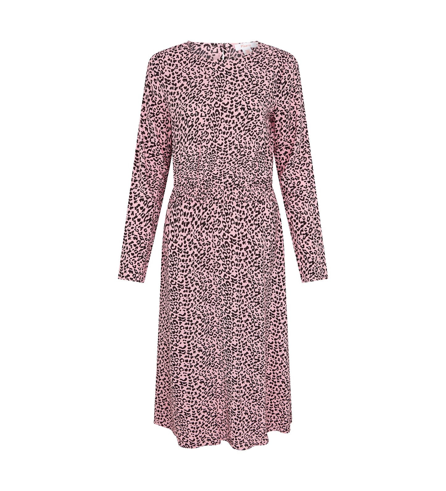 Theo Pink Leopard Print Midi Dress