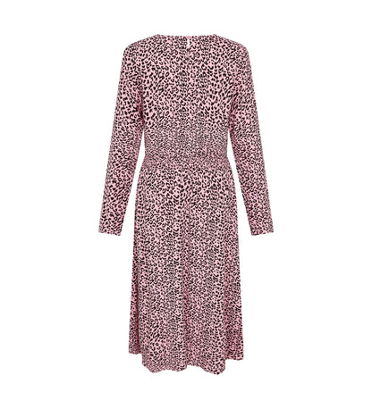 Theo Pink Leopard Print Midi Dress