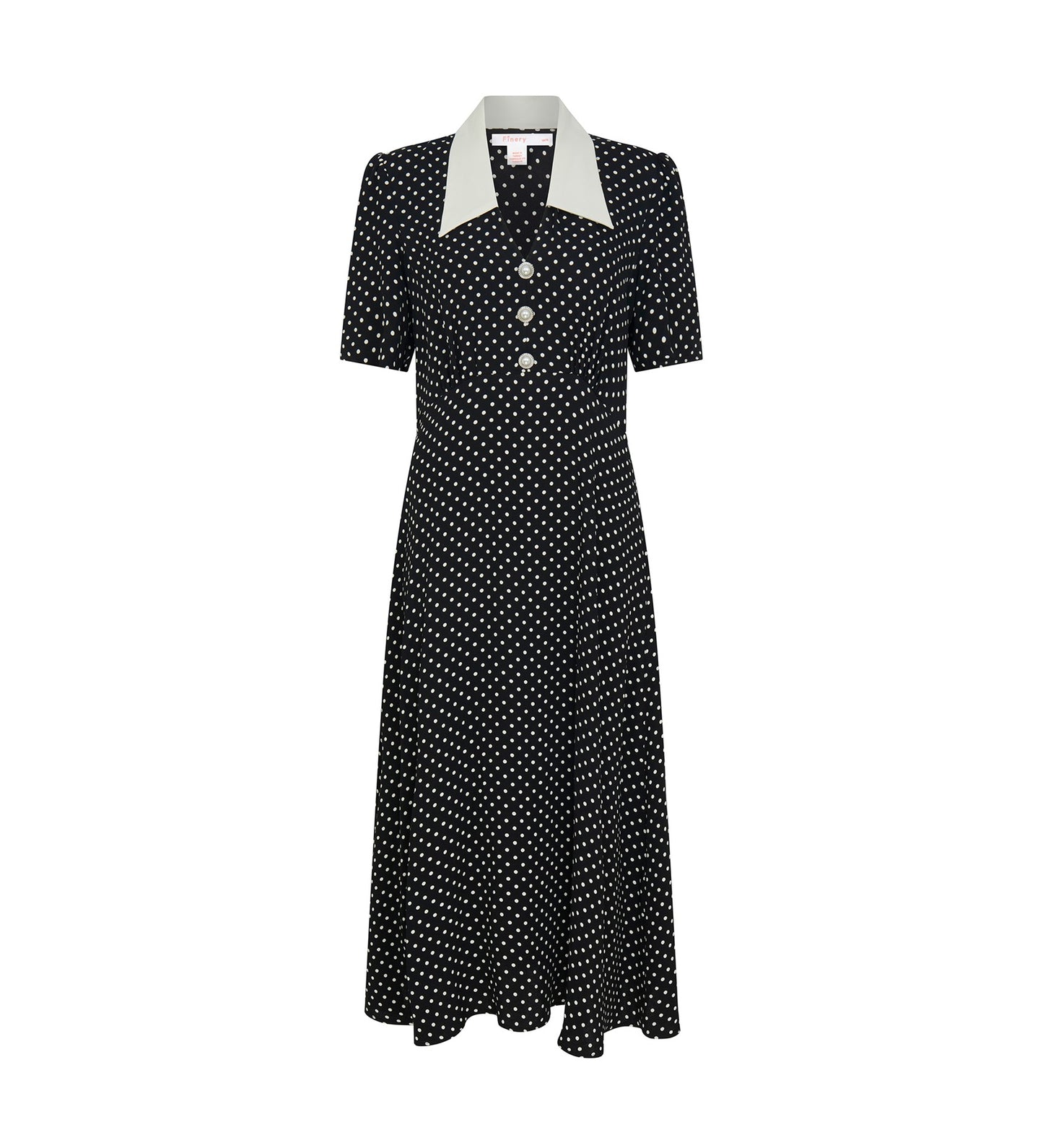 Lindy Black Spot Midi Shirt Dress