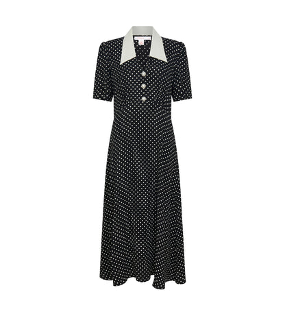 Lindy Black Spot Midi Shirt Dress