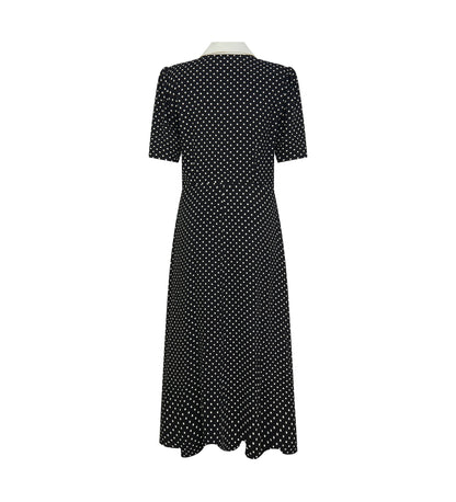 Lindy Black Spot Midi Shirt Dress